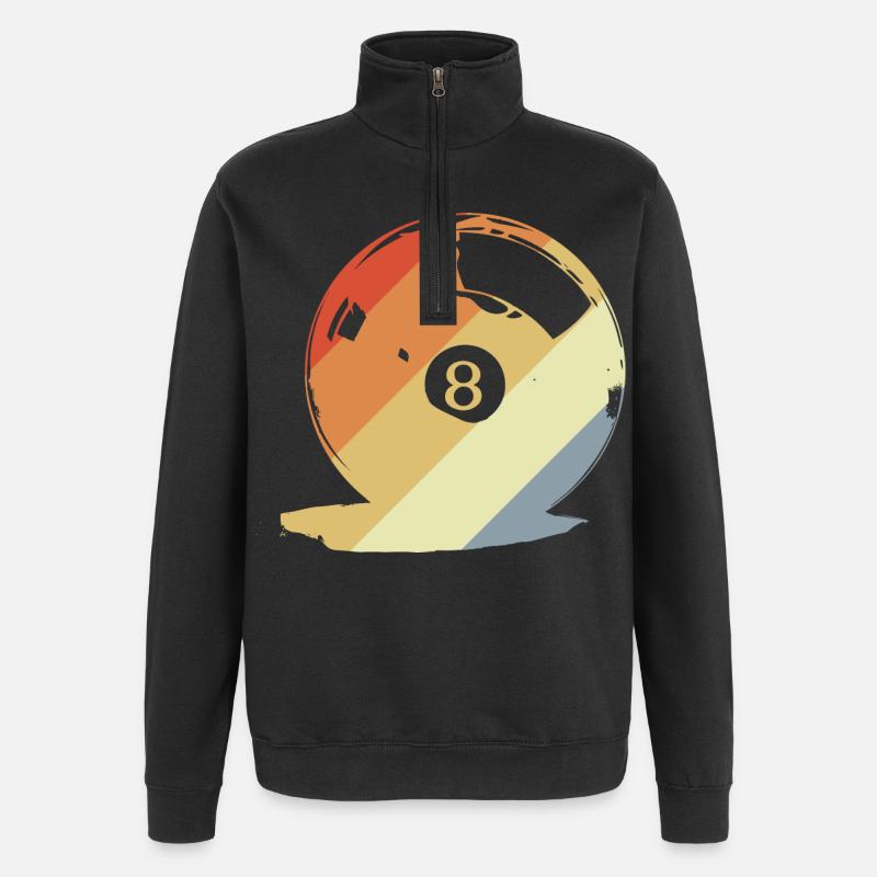 Retro Billardkugel Grafik - Quarter-Zip-Sweatshirt - Schwarz