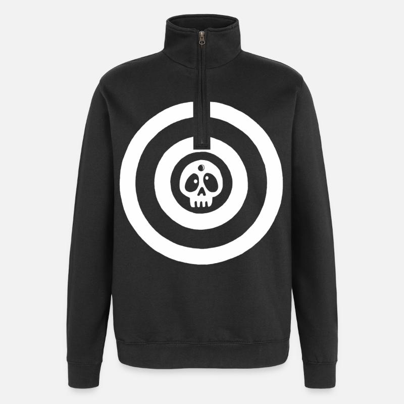 Weißer Zielschädel - Quarter-Zip-Sweatshirt - Schwarz
