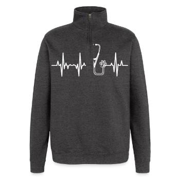 Stethoscope Heartbeat - Quarter-Zip Sweatshirt - charcoal grey - Front - AI Model Female 172 light (172cm) & AI Model Male 178 dark (178cm)