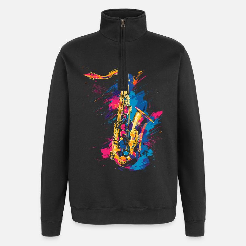 Saxophone Graffiti - Quarter-Zip Sweatshirt - black