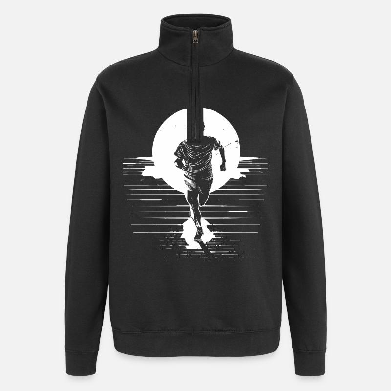 Dessin de garçon marathon - Sweat à zip 1/4 - noir