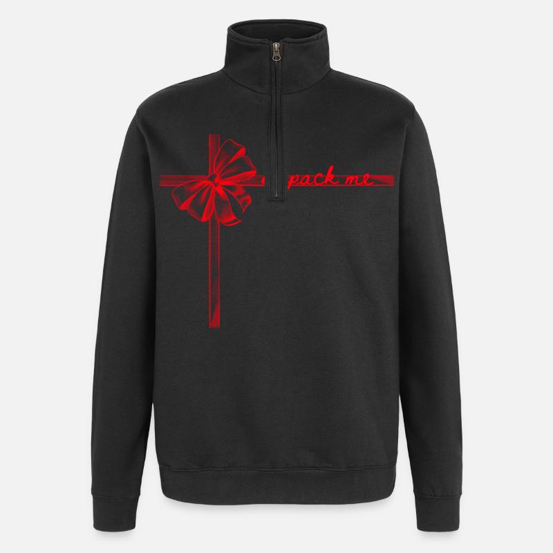 Unpack Me Geschenkband - Quarter-Zip-Sweatshirt - Schwarz