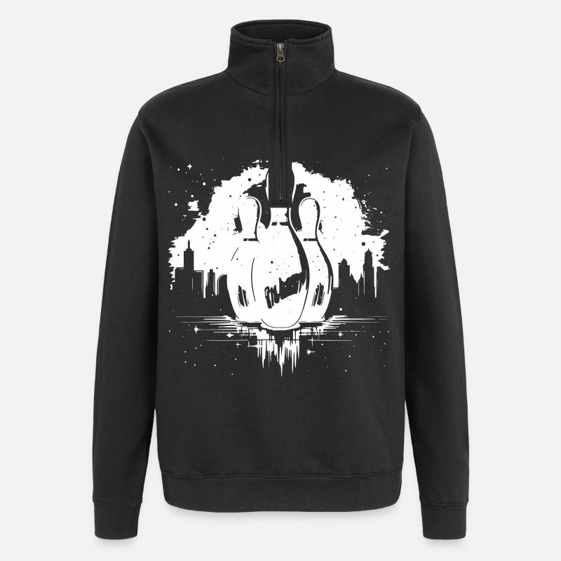 Bowling Drawing - Quarter-Zip Sweatshirt - black