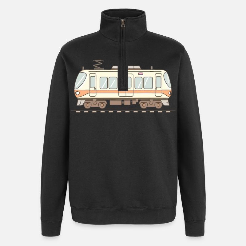 Eisenbahn Comic Look - Quarter-Zip-Sweatshirt - Schwarz