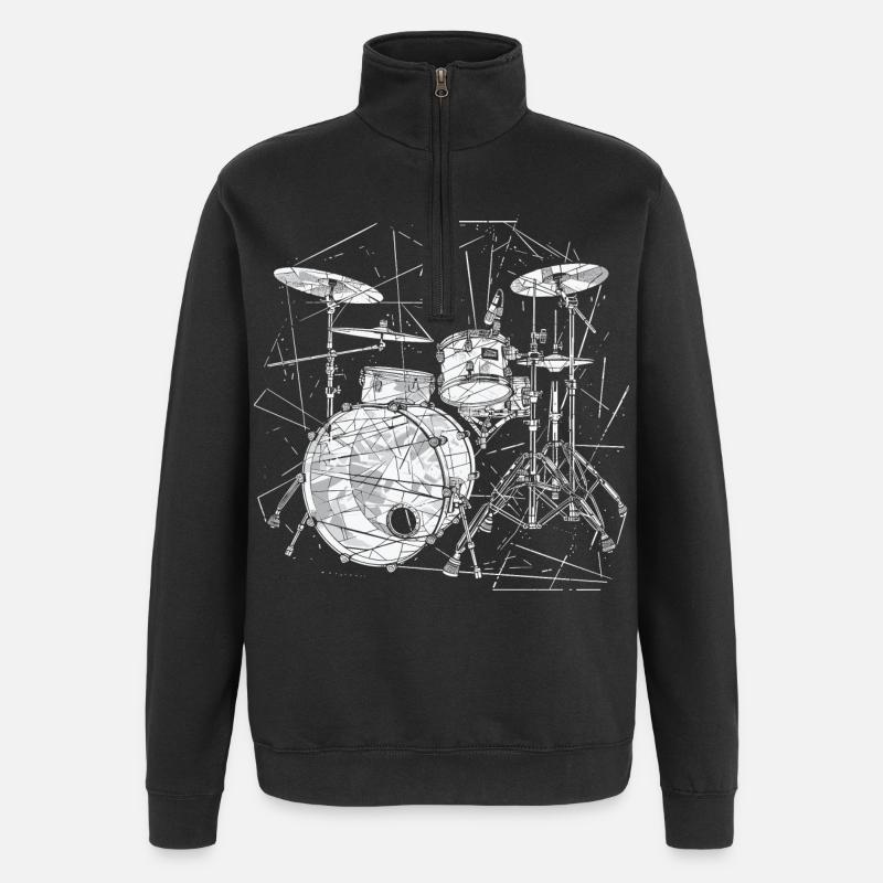 Schlagzeug Grafik - Quarter-Zip-Sweatshirt - Schwarz