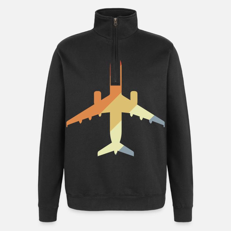 Avion rétro - Sweat à zip 1/4 - noir