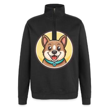 Chippiparai Hunderasse Lustiger Cartoon Kawaii Clipart - Quarter-Zip-Sweatshirt - Schwarz - Vorne - AI Model Female 172 light (172cm) & AI Model Male 178 dark (178cm)