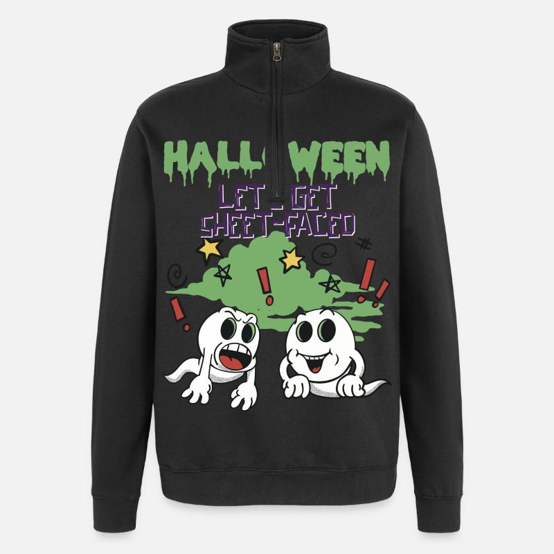 Halloween - Mettons-nous à face de feuille - Sweat à zip 1/4 - noir