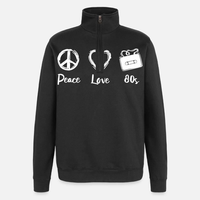 Peace Love 80s - Quarter-Zip Sweatshirt - black
