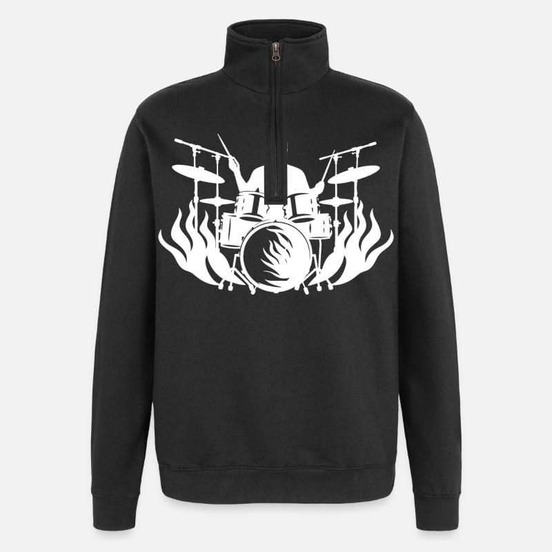 Schlagzeuger Zeichnung - Quarter-Zip-Sweatshirt - Schwarz