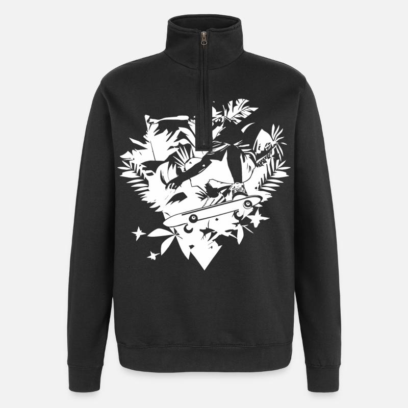 Dessin de patineur - Sweat à zip 1/4 - noir