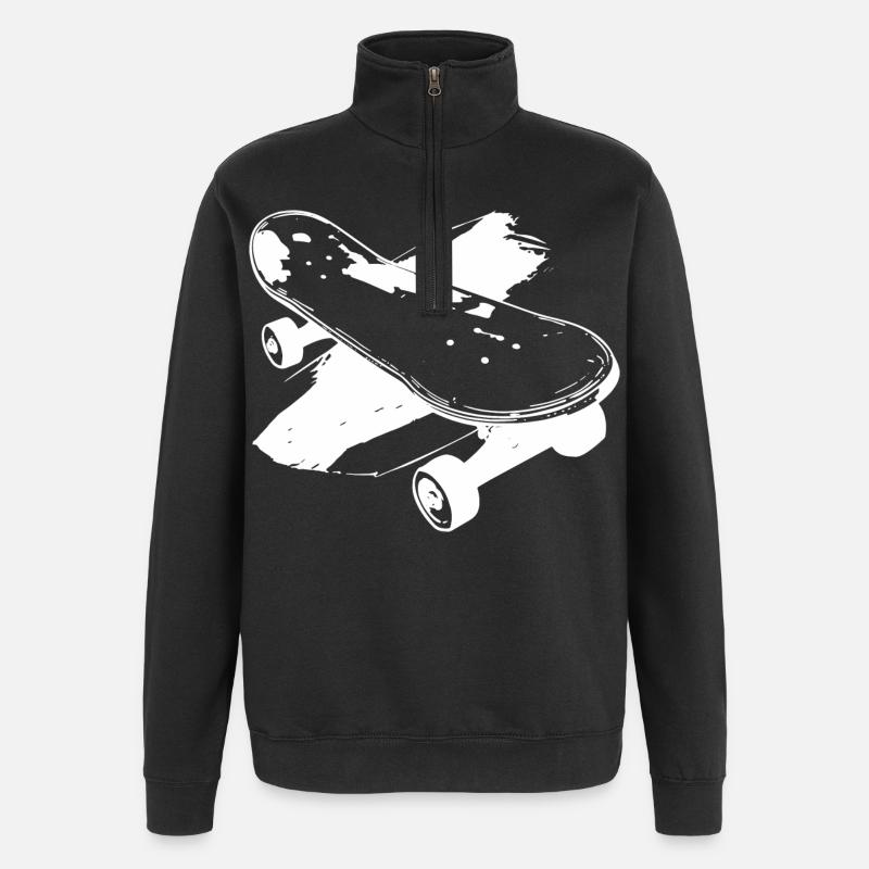 Skateboard Skizze - Quarter-Zip-Sweatshirt - Schwarz