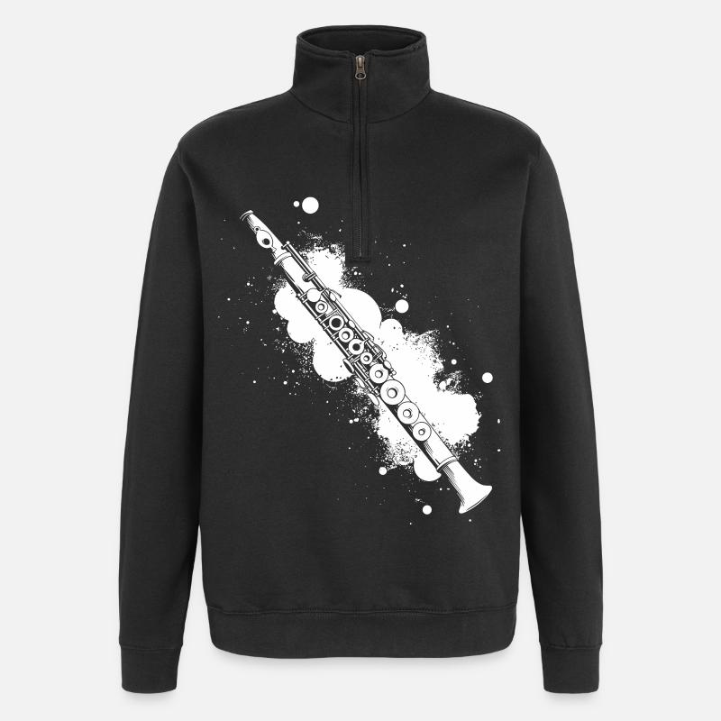 Flöte Graffiti - Quarter-Zip-Sweatshirt - Schwarz