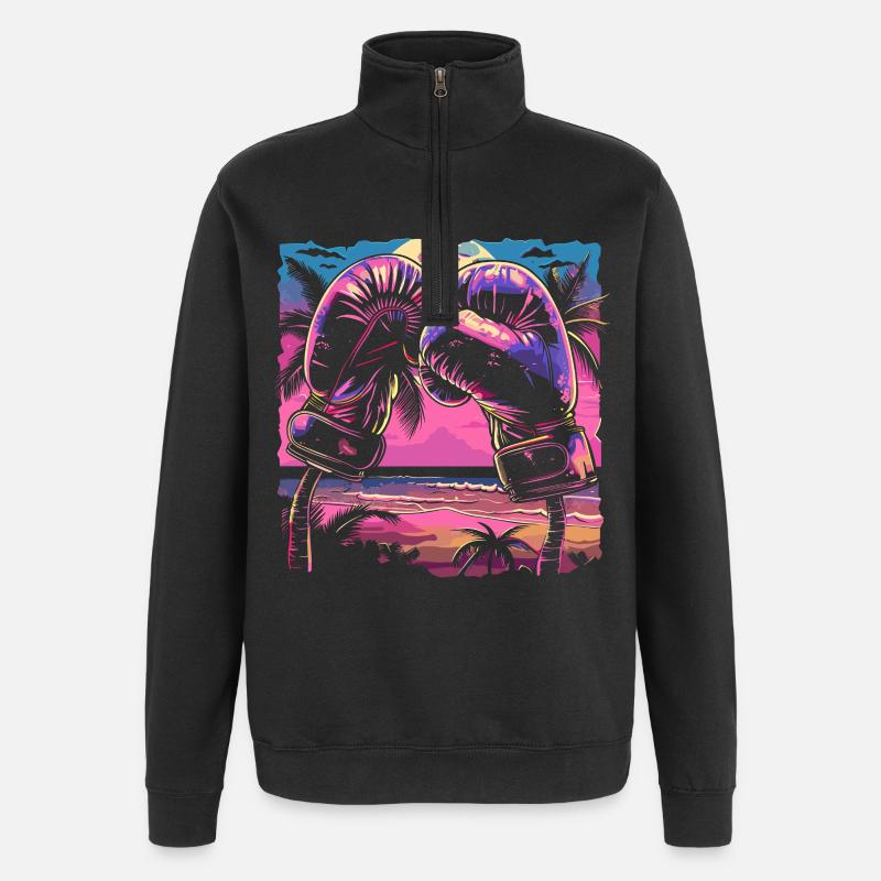 Boxhandschuhe Retrowave - Quarter-Zip-Sweatshirt - Schwarz