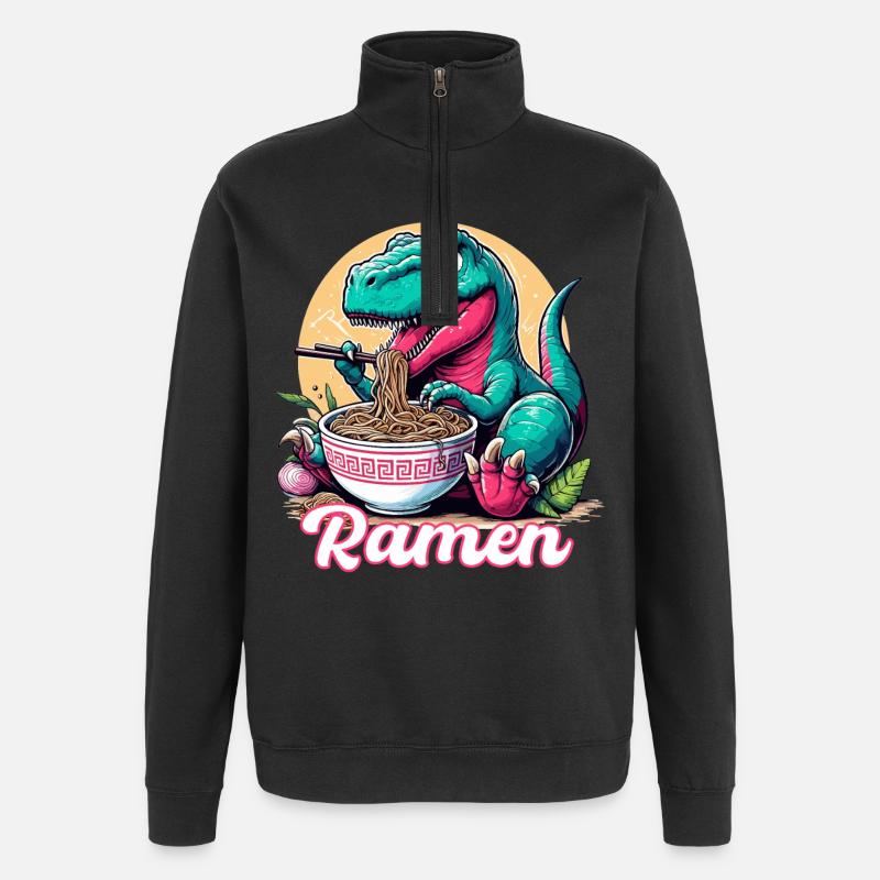Mignon T-Rex Ramen Dinosaure Cadeau - Sweat à zip 1/4 - noir