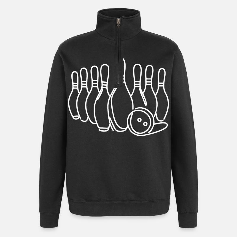 Bowling Pin Ball Drawing - Quarter-Zip Sweatshirt - black