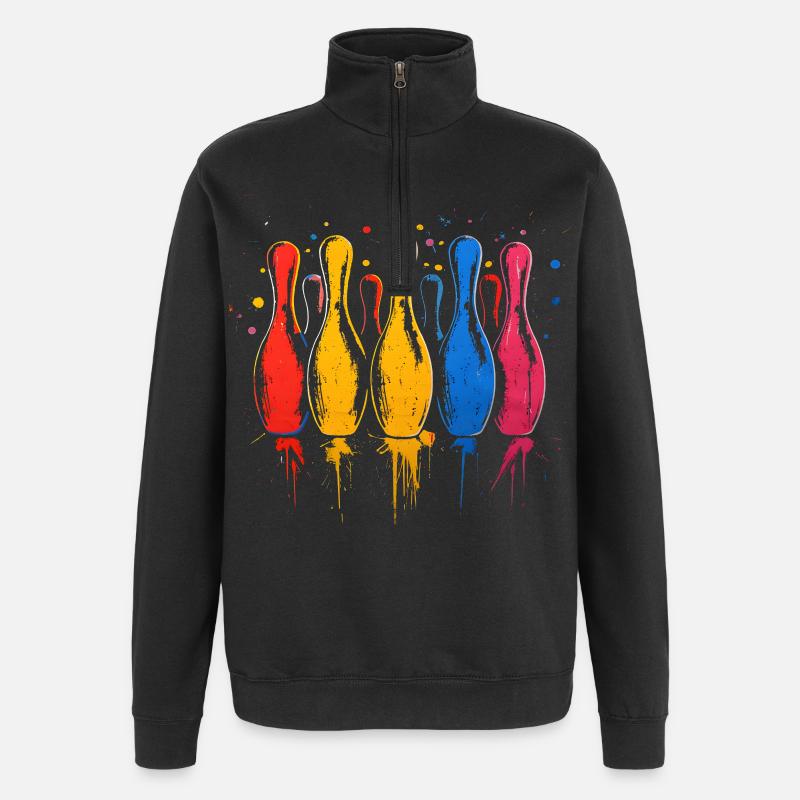 Bowling Farbkleckse - Quarter-Zip-Sweatshirt - Schwarz