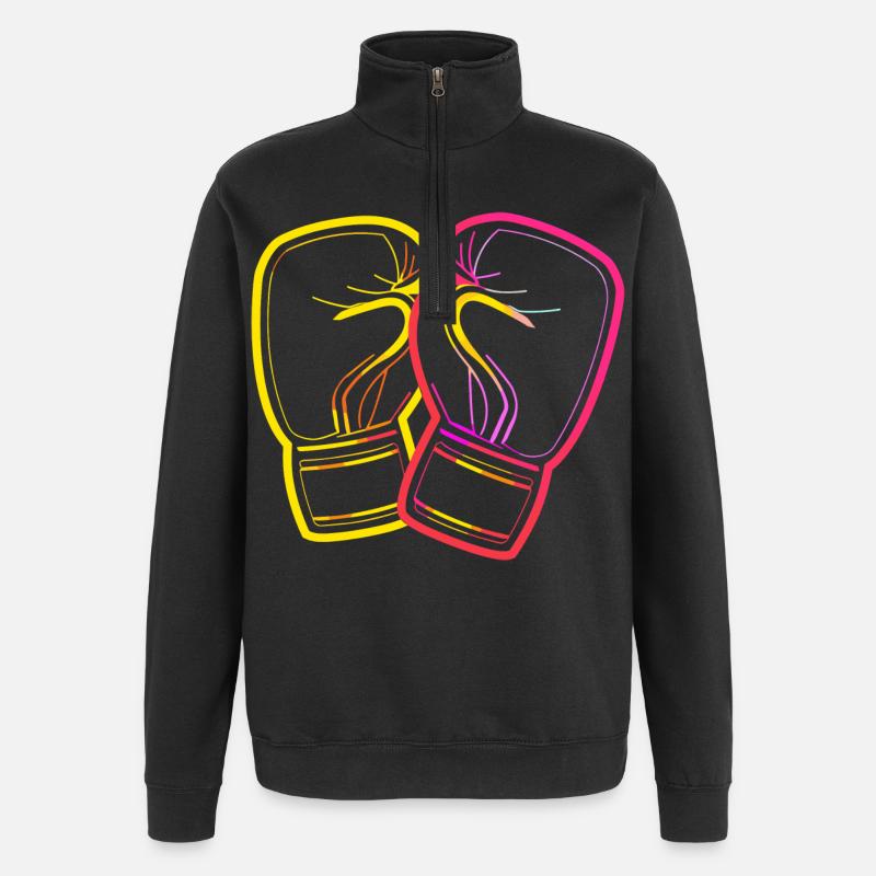 Boxhandschuhe Zeichnung - Quarter-Zip-Sweatshirt - Schwarz