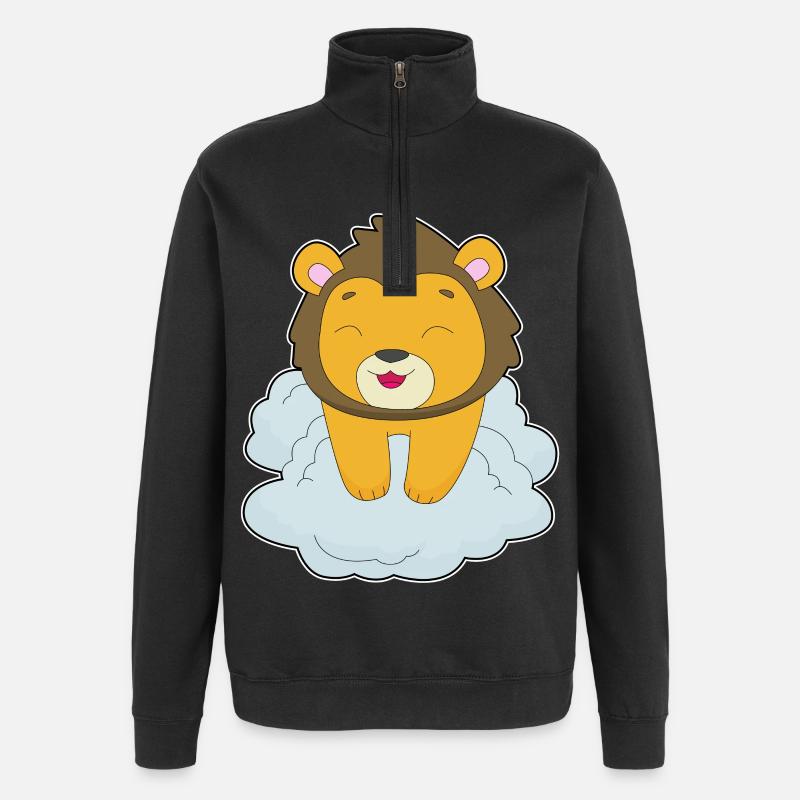 Nuages de lions - Sweat à zip 1/4 - noir