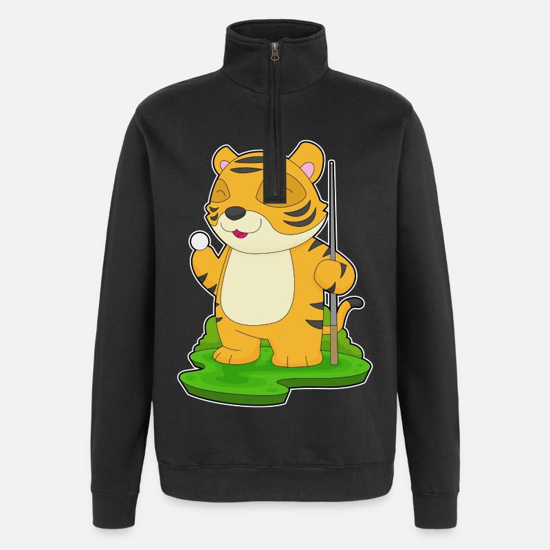 Tiger Billiard Queue - Quarter-Zip-Sweatshirt - Schwarz