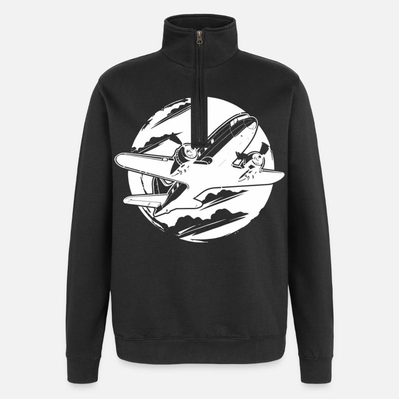 Dessin d’avion - Sweat à zip 1/4 - noir