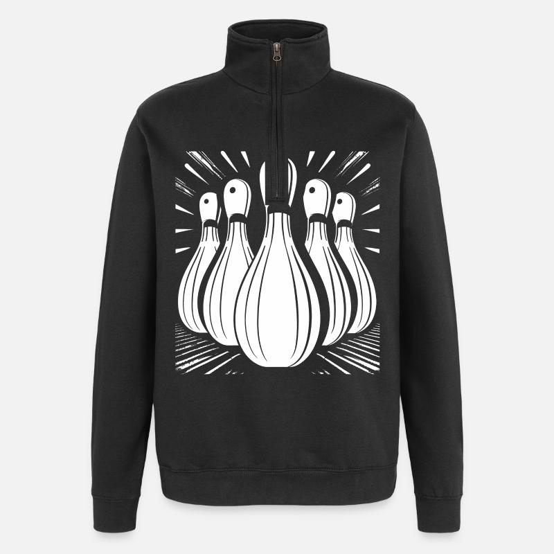 Graphiques de bowling - Sweat à zip 1/4 - noir