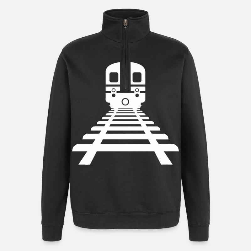 Railway Drawing - Quarter-Zip Sweatshirt - black
