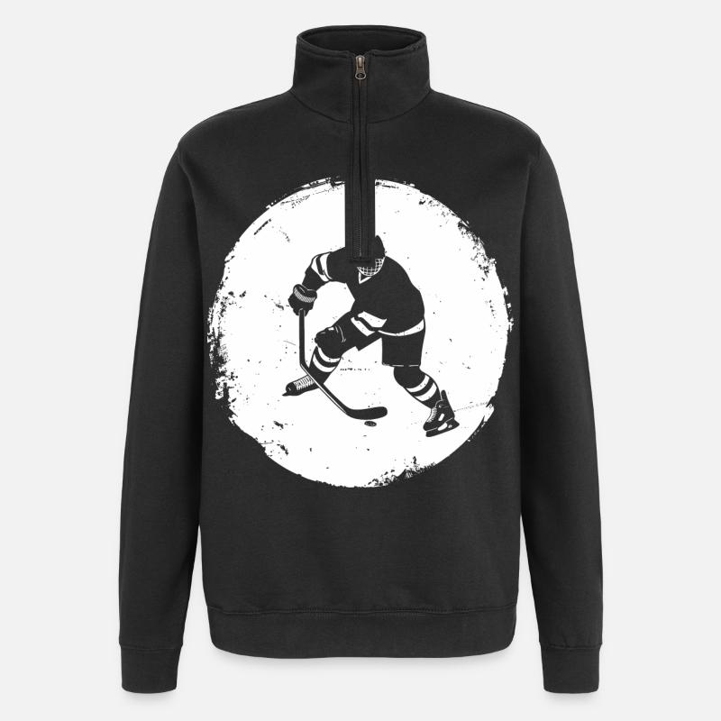 Ice Hockey Player Drawing - Quarter-Zip Sweatshirt - black