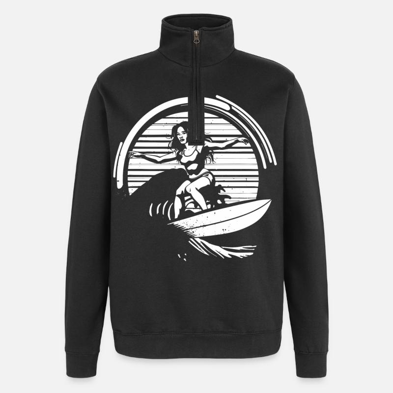 Surfeur - Sweat à zip 1/4 - noir
