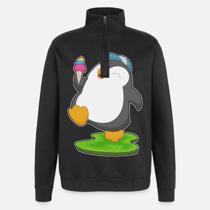 Pinguin Waffeleis - Quarter-Zip-Sweatshirt - Schwarz