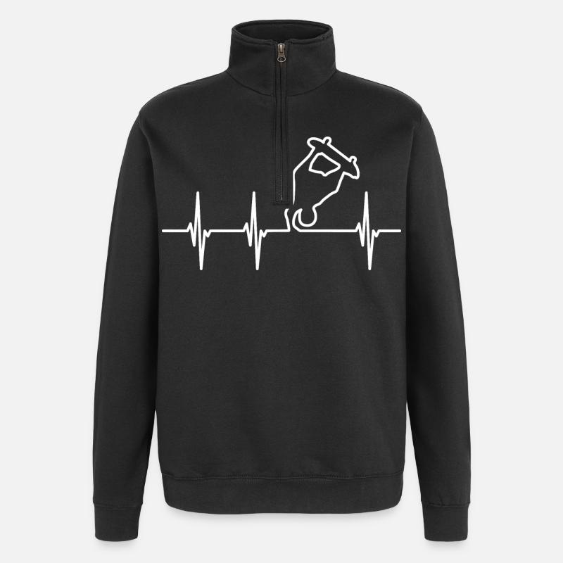 Skateboarder Herzschlag - Quarter-Zip-Sweatshirt - Schwarz