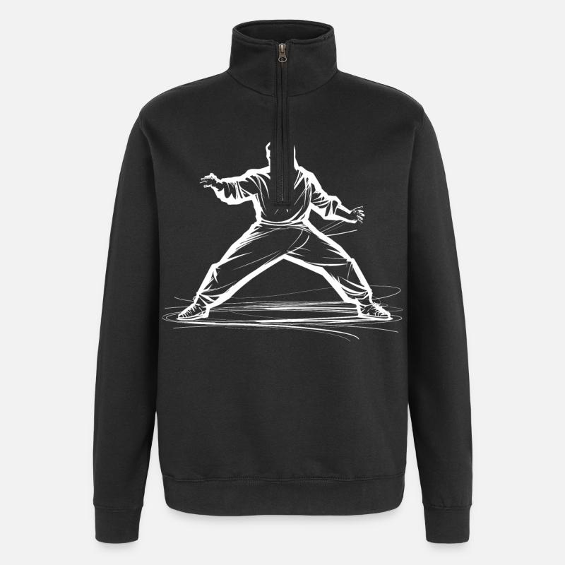 Karateka Zeichnung - Quarter-Zip-Sweatshirt - Schwarz