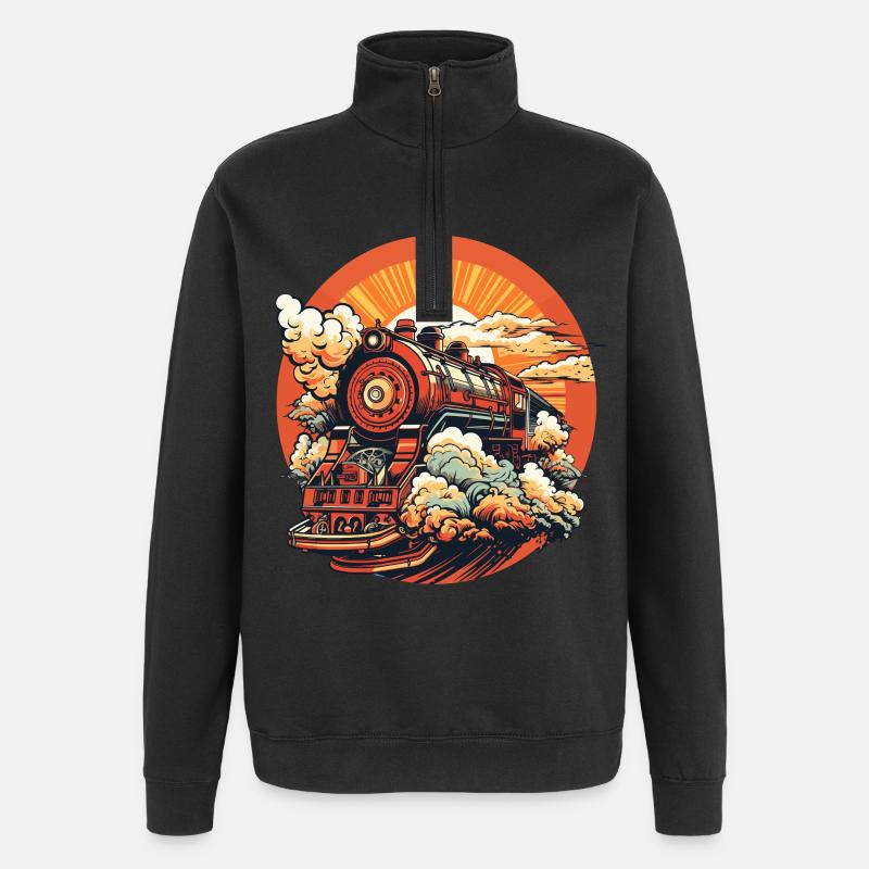 Train Comic Look - Quarter-Zip Sweatshirt - black