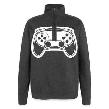 Videospiel Controller Zeichnung - Quarter-Zip-Sweatshirt - Anthrazit - Vorne - AI Model Female 172 light (172cm) & AI Model Male 178 dark (178cm)