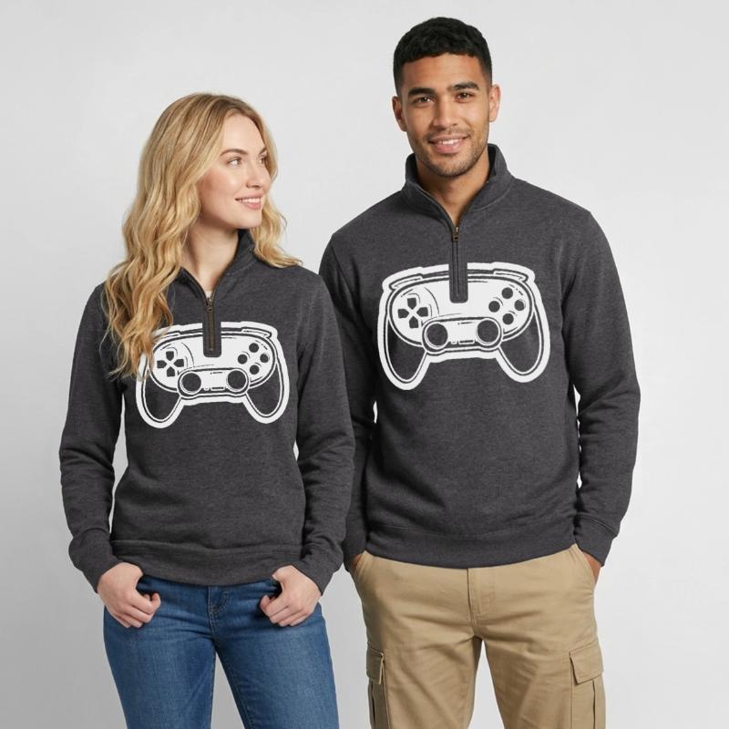 Video Game Controller Drawing Quarter-Zip Sweatshirt