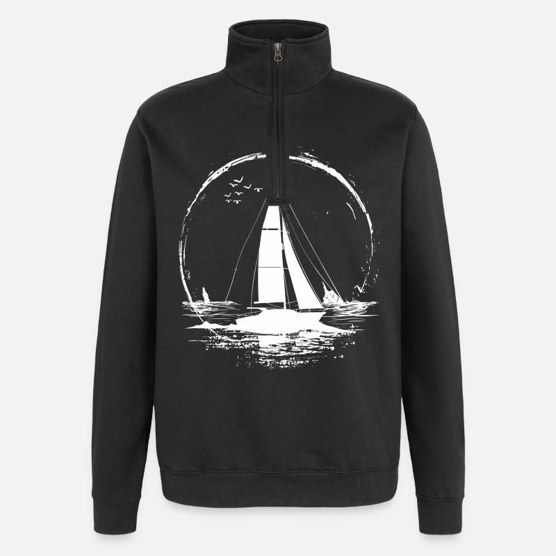 Dessin de voile - Sweat à zip 1/4 - noir