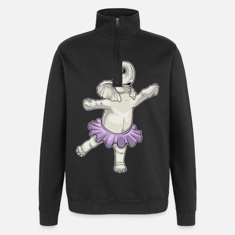 Éléphant Ballerine Ballet Danse - Sweat à zip 1/4 - noir