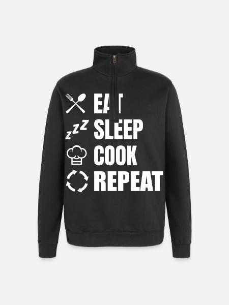 Eat Sleep Cook Repeat - Quarter-Zip Sweatshirt - black