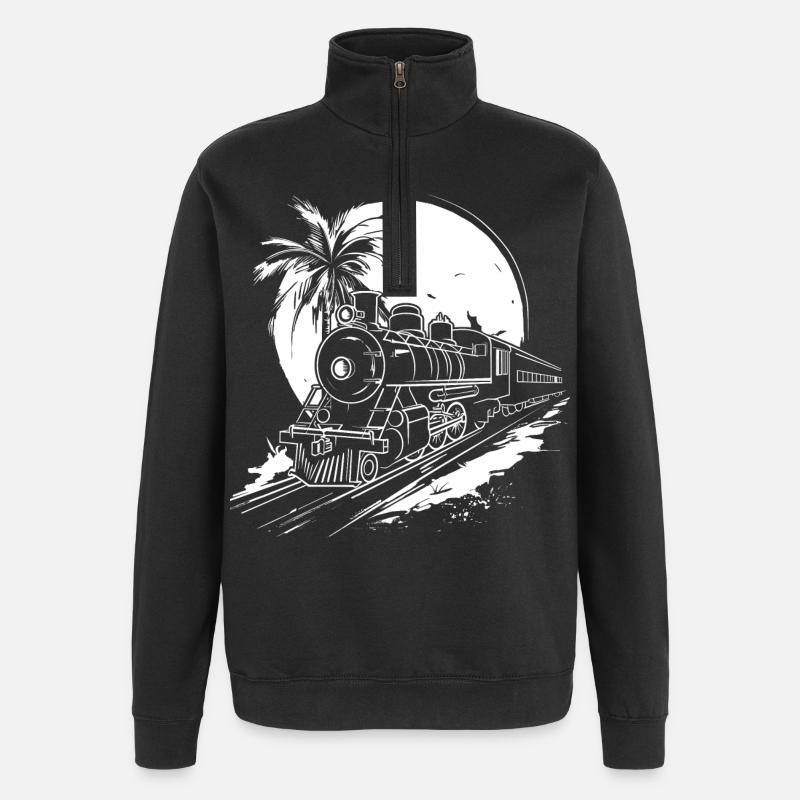 Graphique ferroviaire - Sweat à zip 1/4 - noir