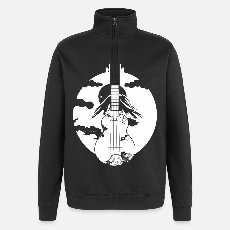 Graphiques Ukulele - Sweat à zip 1/4 - noir
