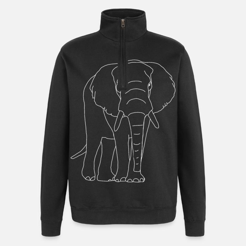 Lineart éléphant - Sweat à zip 1/4 - noir