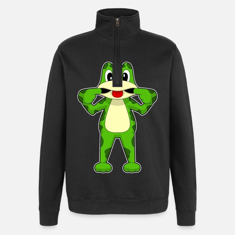 Grenouille folle - Sweat à zip 1/4 - noir