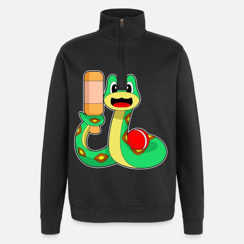 Snake Cricket Cricket Bat - Quarter-Zip Sweatshirt - black