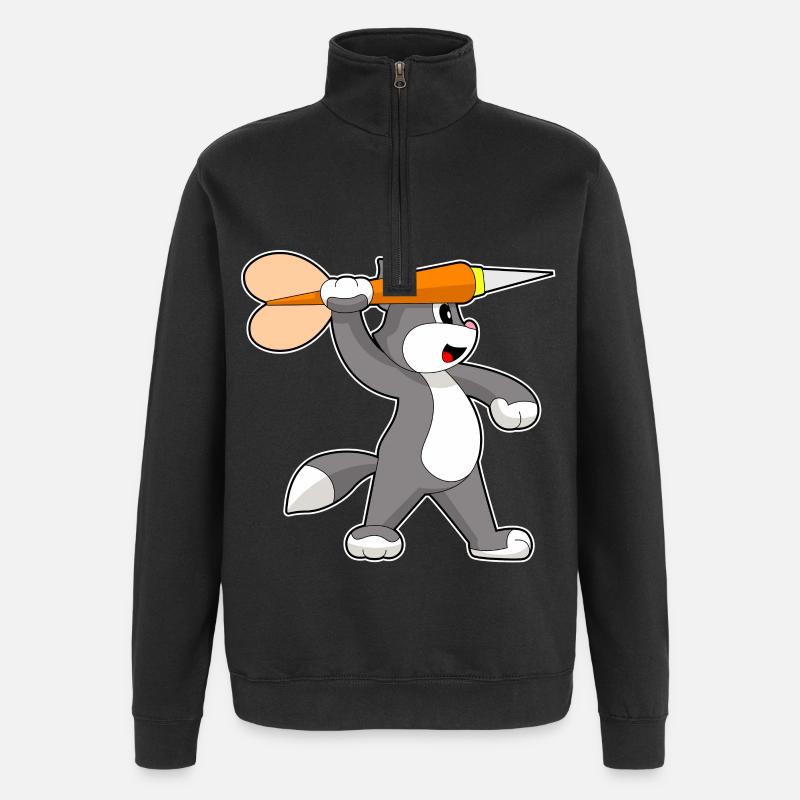Katze Dart Dartpfeil - Quarter-Zip-Sweatshirt - Schwarz