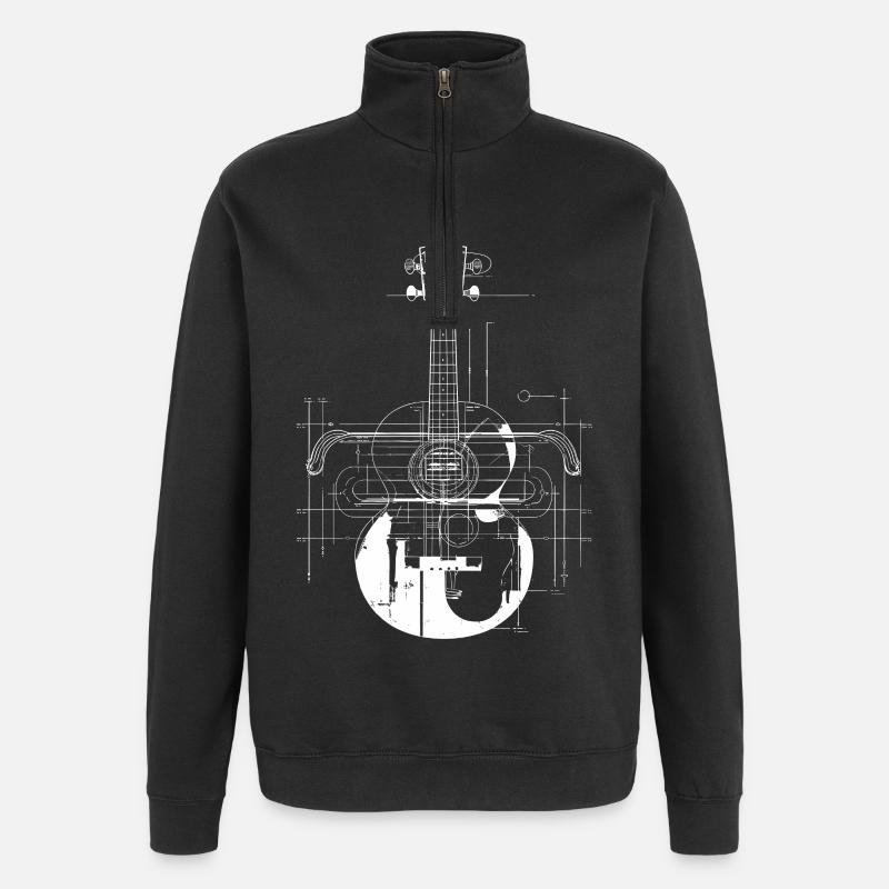Dessin de ukulélé - Sweat à zip 1/4 - noir