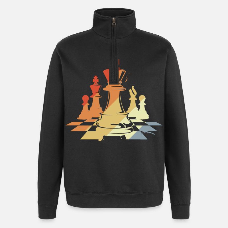 Chess Pieces Sketch Retro - Quarter-Zip Sweatshirt - black