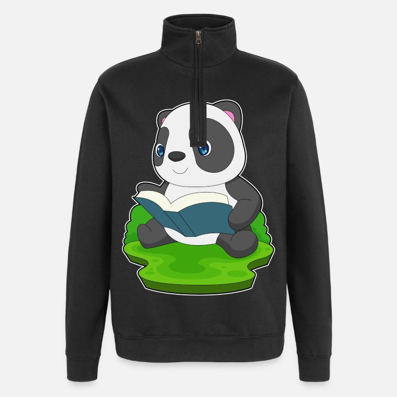 Livre Panda - Sweat à zip 1/4 - noir