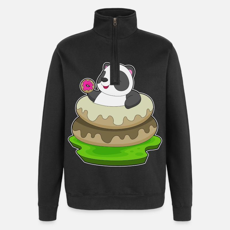 Panda Donuts - Quarter-Zip-Sweatshirt - Schwarz