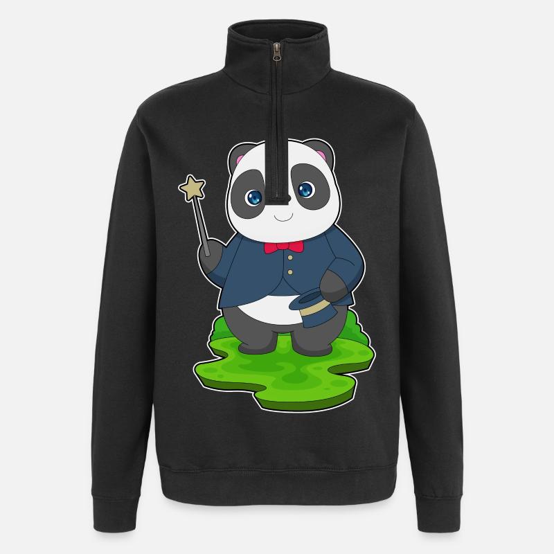 Baguette de sorcier panda - Sweat à zip 1/4 - noir