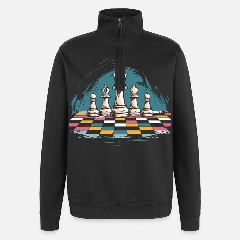Graphismes d’échecs - Sweat à zip 1/4 - noir